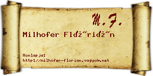 Milhofer Flórián névjegykártya